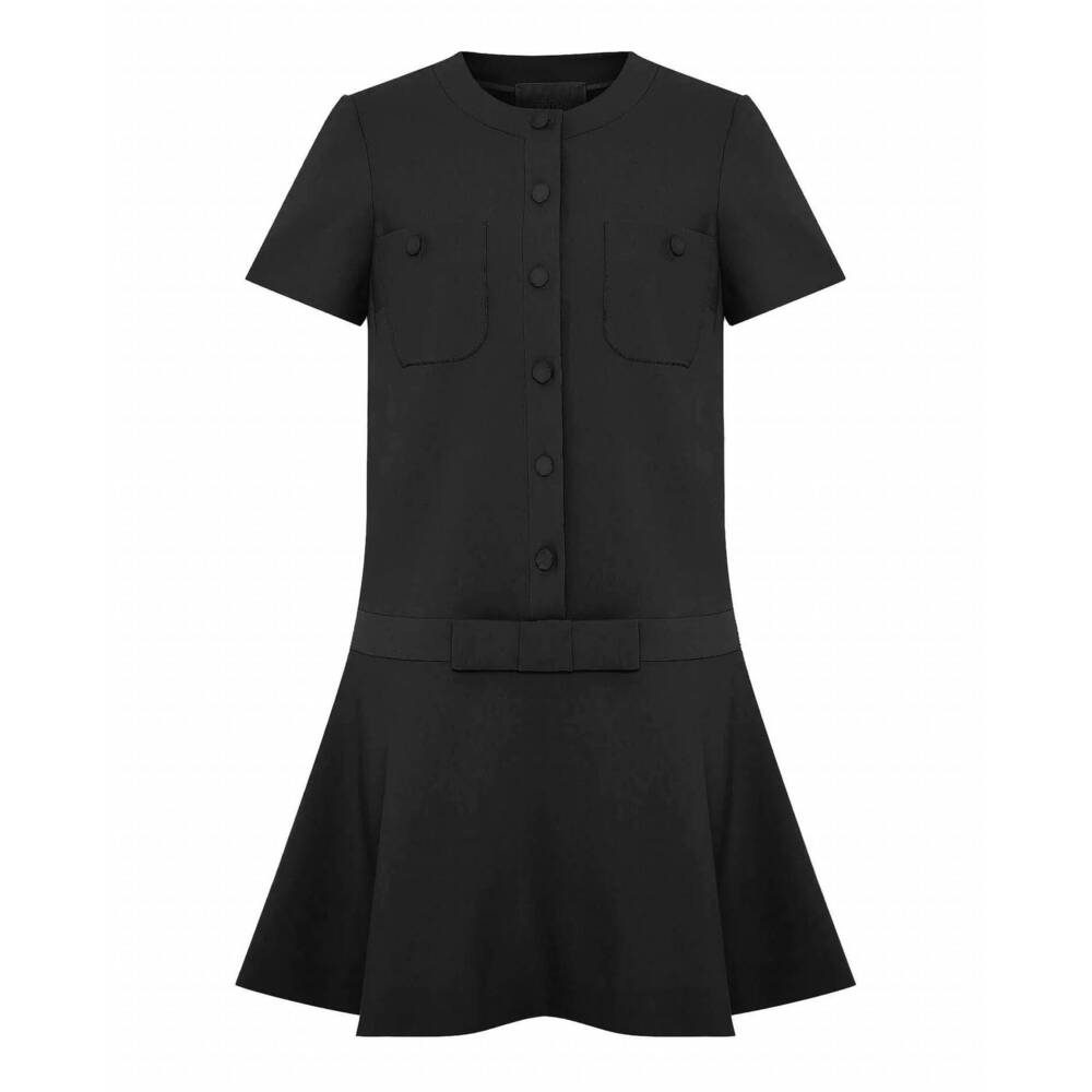 NEW THEO THE LABEL women's daphne fluted mod dress in black